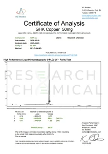 RC GHK-Cu Certificate of Analysis