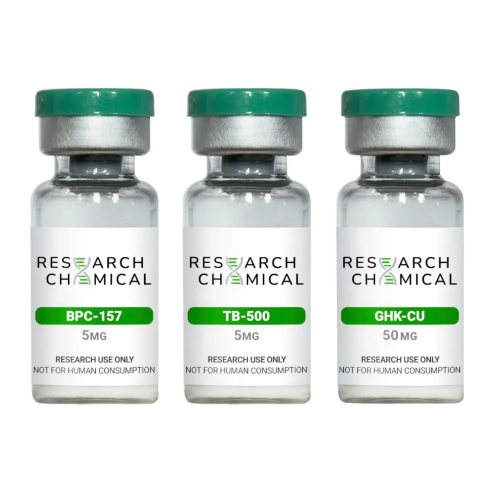 GLOW Stack: BPC-157 5MG, TB-500 5MG, & GHK-Cu 50MG